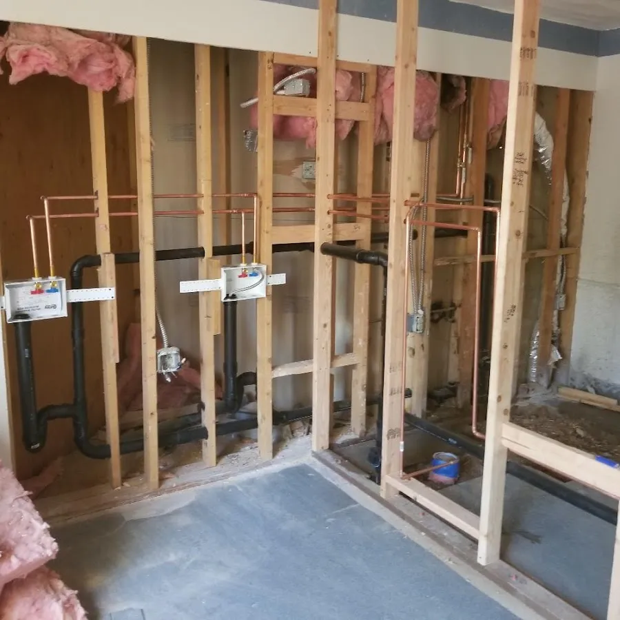 Copper pipe rough-in and plumbing installation in Cleveland